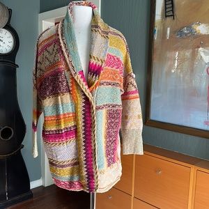 Colorful cowl neck cardigan